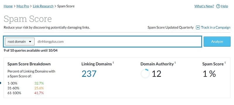 Domain Authority - Điểm xếp hạng tên miền