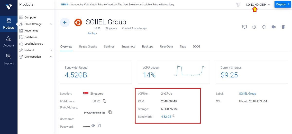 DinhLongPlus.Com đang sử dụng gói Cloud Compute của Vultr